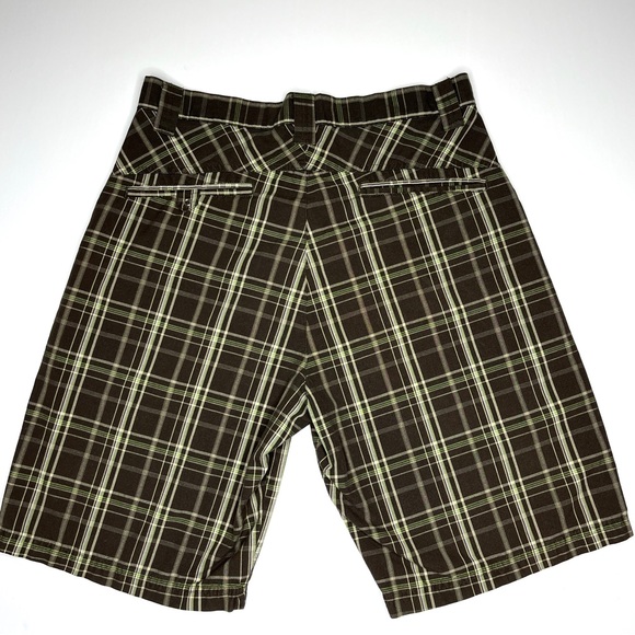 Burnside Brown Plaid Shorts Size 32 Mens Bermuda Belt Loop Preppy Flat Front - Picture 2 of 4